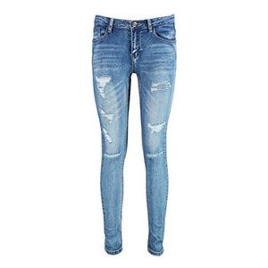 NWT Boohoo Alana Mid Rise Size 2 Blue Jeans